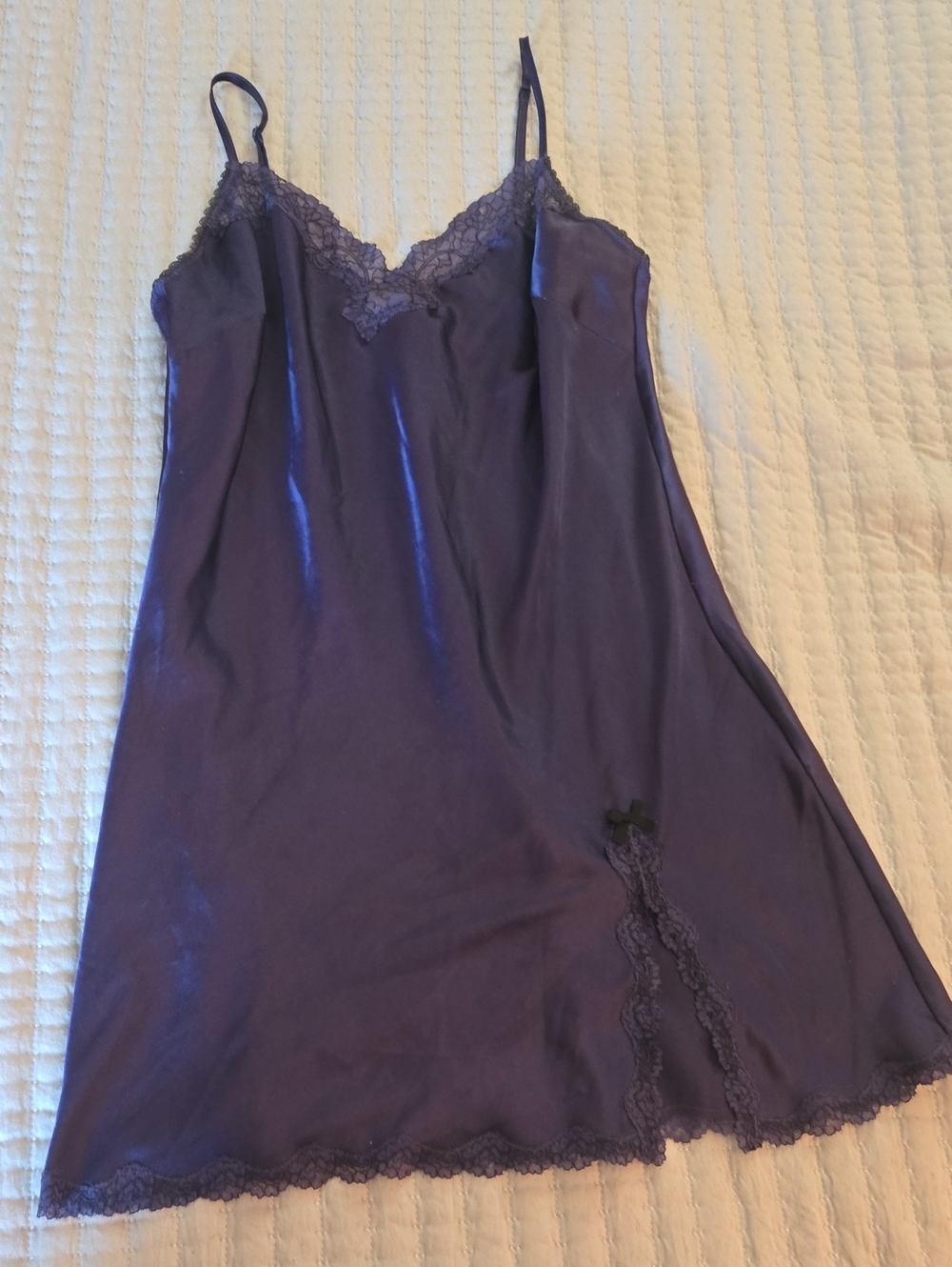 Victoria's Secret Purple Satin Lace-Trim Chemise